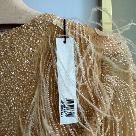 NWT Rachel Gilbert Embellished Feather Mini Dress - Picture 7 of 7
